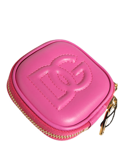 Pink Lamb Leather Embossed Logo Holder Airpod Case