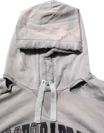 Gray Graphic Hooded Sweatshirt Men Sweater