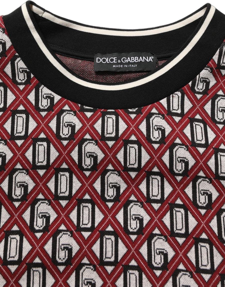 Red Logo Cotton Jacquard Sweatshirt Sweater