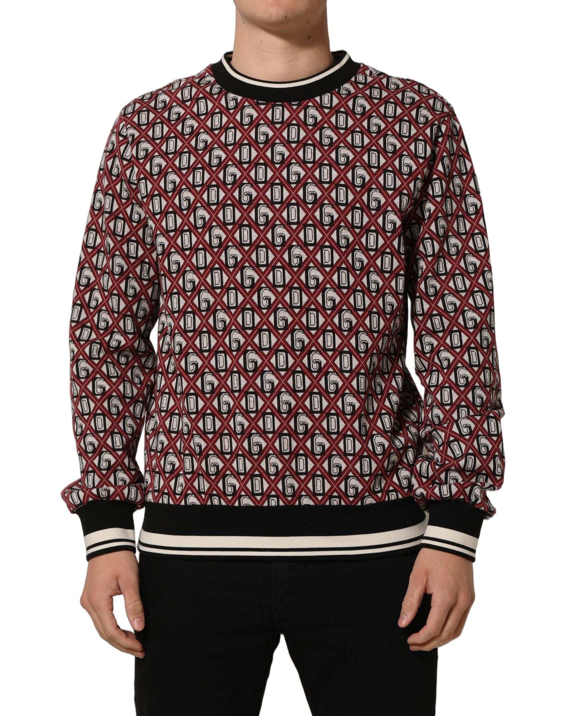 Red Logo Cotton Jacquard Sweatshirt Sweater