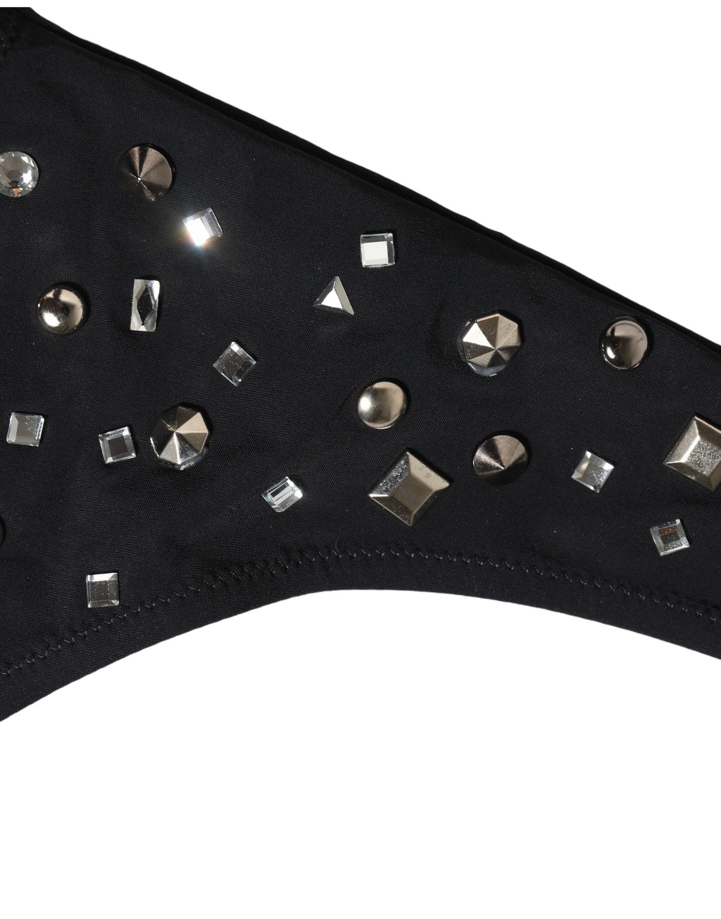 Black Embellished Cutout Bandeau One Piece Swimwear