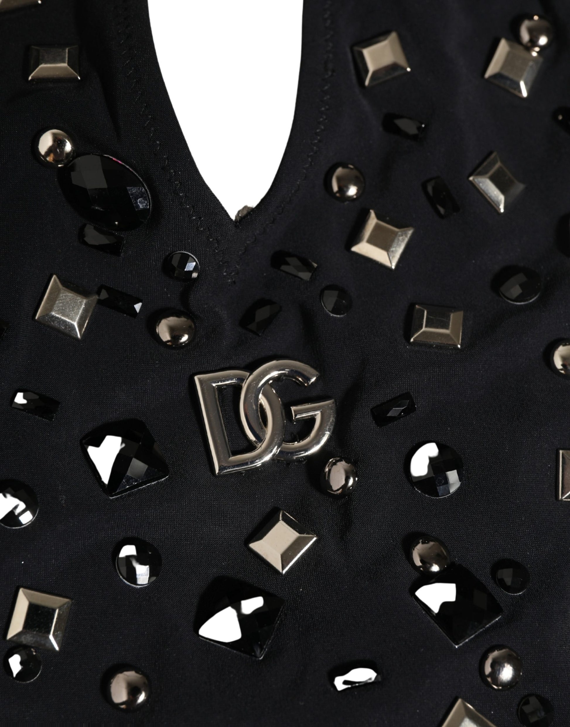 Black Logo Embellished Cutout One Piece Swimwear