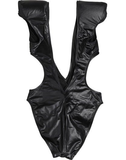 Black Deep V-Neck Cutout One Piece Swimwear