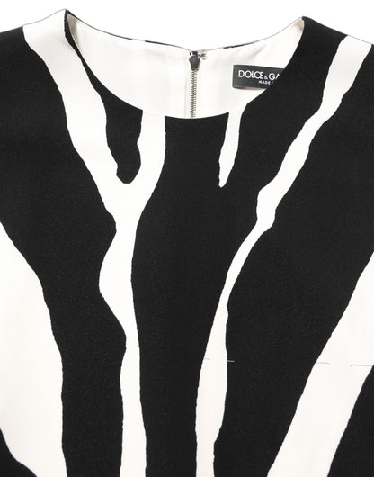 Black White Zebra Print Viscose Mini Dress