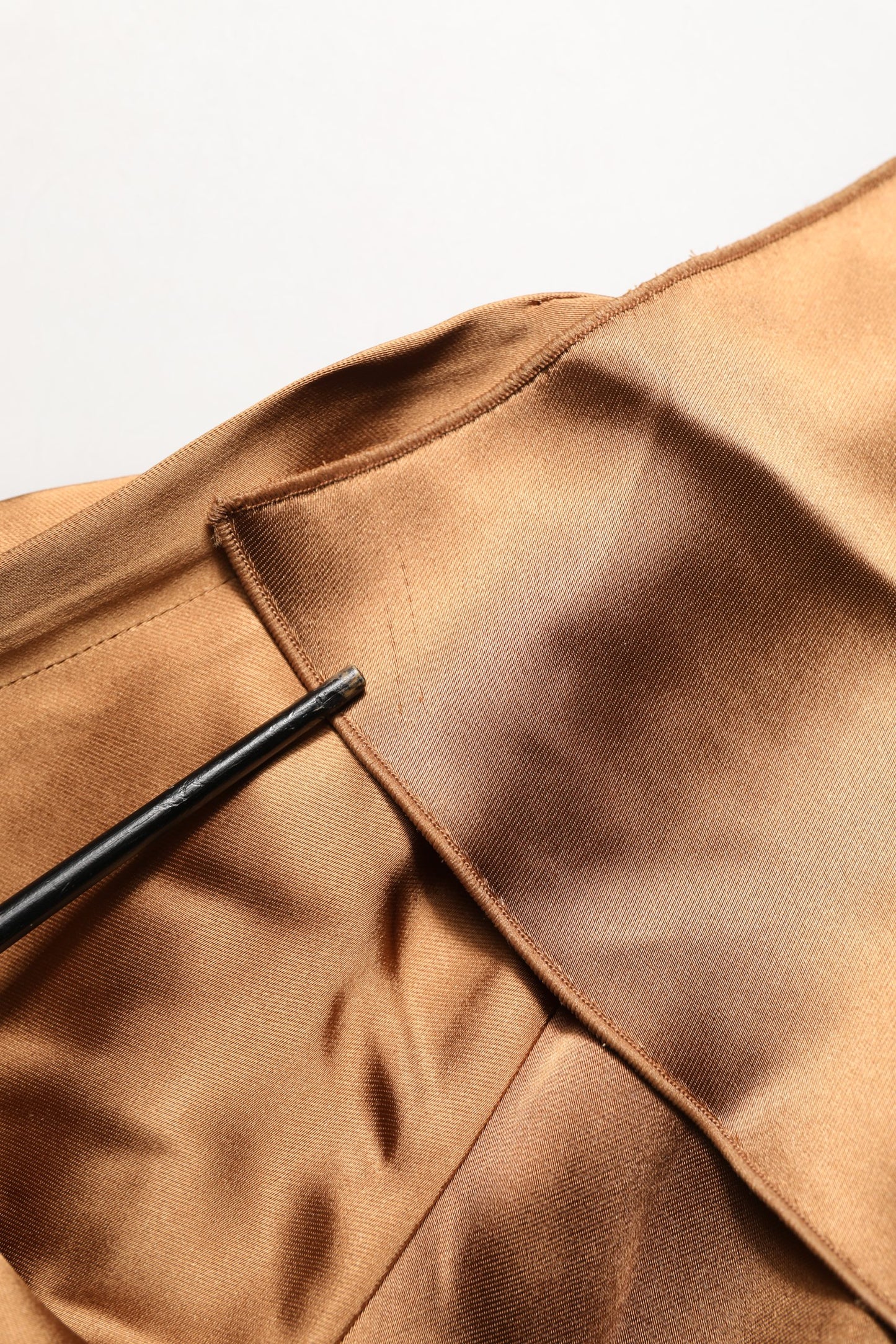 Brown Satin Acetate Wrap Sheath Mini Belted Dress