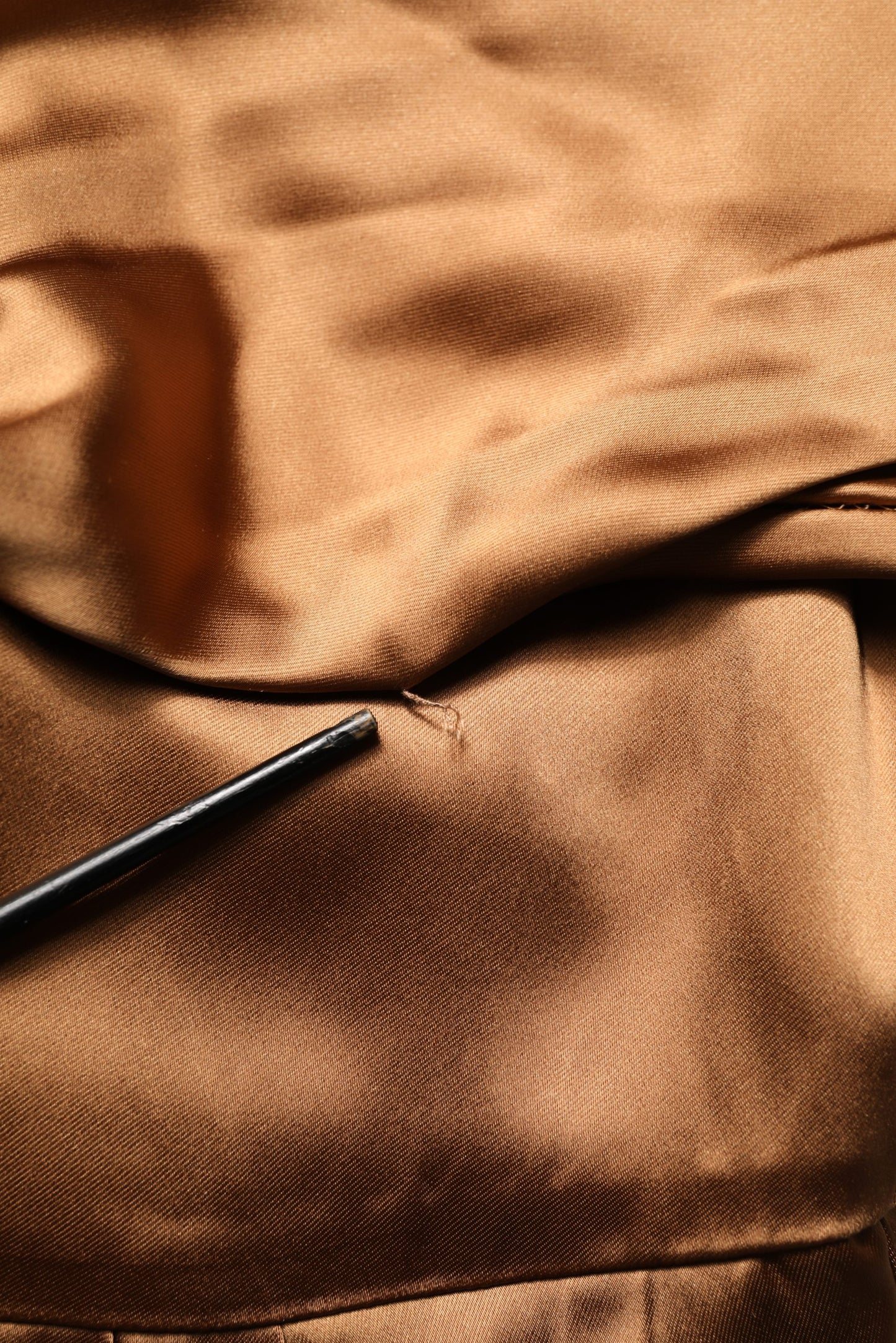 Brown Satin Acetate Wrap Sheath Mini Belted Dress