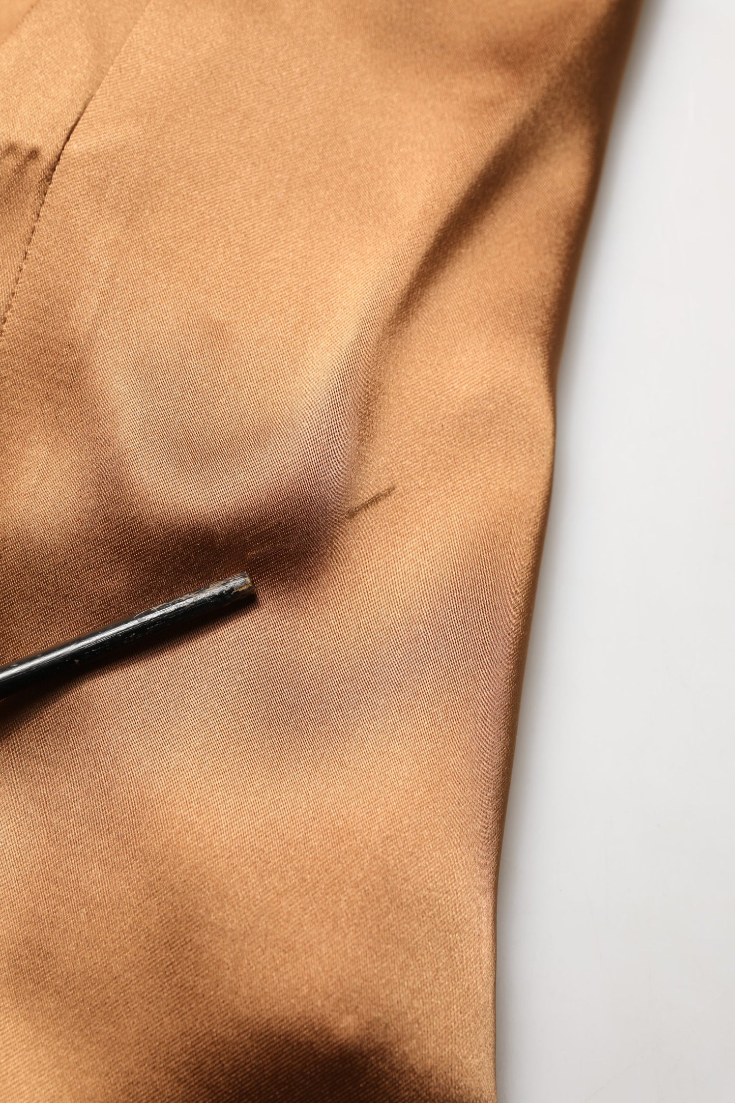 Brown Satin Acetate Wrap Sheath Mini Belted Dress