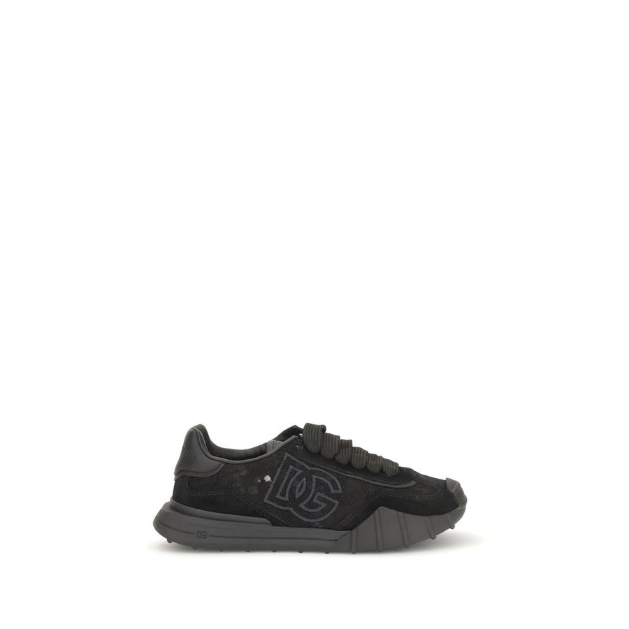 Black Calf Leather Bos Taurus Chunky Sneakers