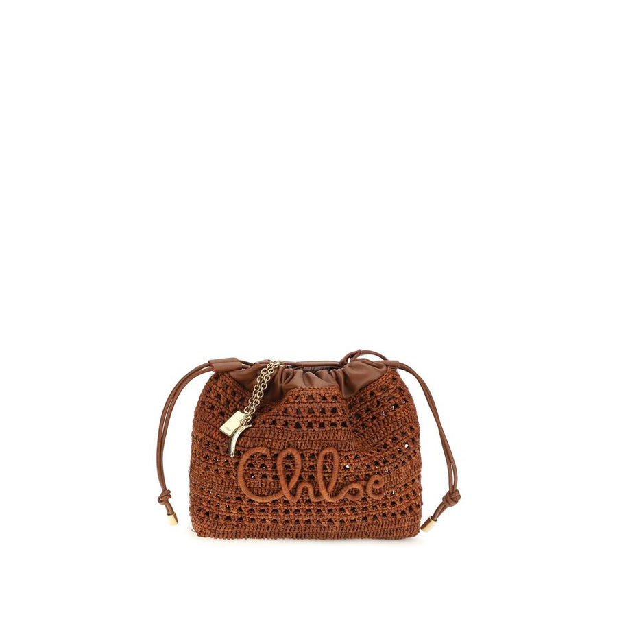 Brown Raffia Shoulder Bag