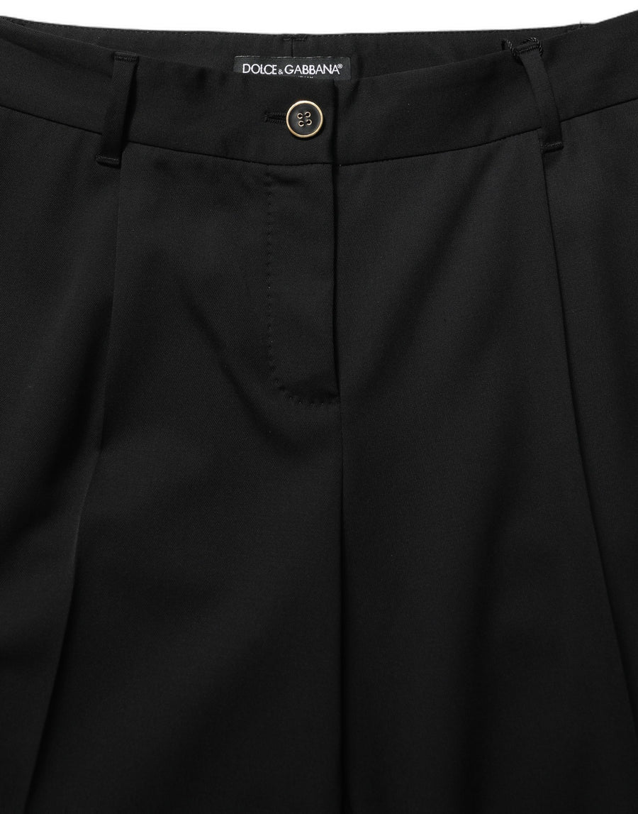 Black High Waist Straight Dress Trouser Pants
