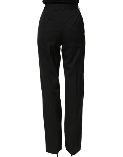 Black High Waist Straight Dress Trouser Pants