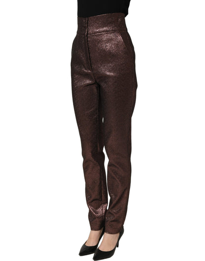 Metallic Brown High Waist Tapered Leg Pants