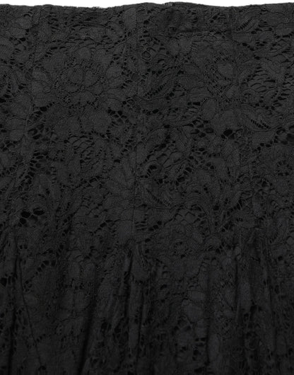 Black Floral Cut Out Lace A-line Mini Skirt