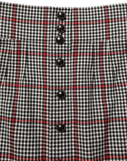 Gray Checkered High Waist A-line Mini Skirt
