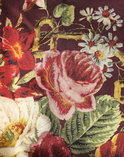 Burgundy Floral HighWaist A-line Mini Skirt