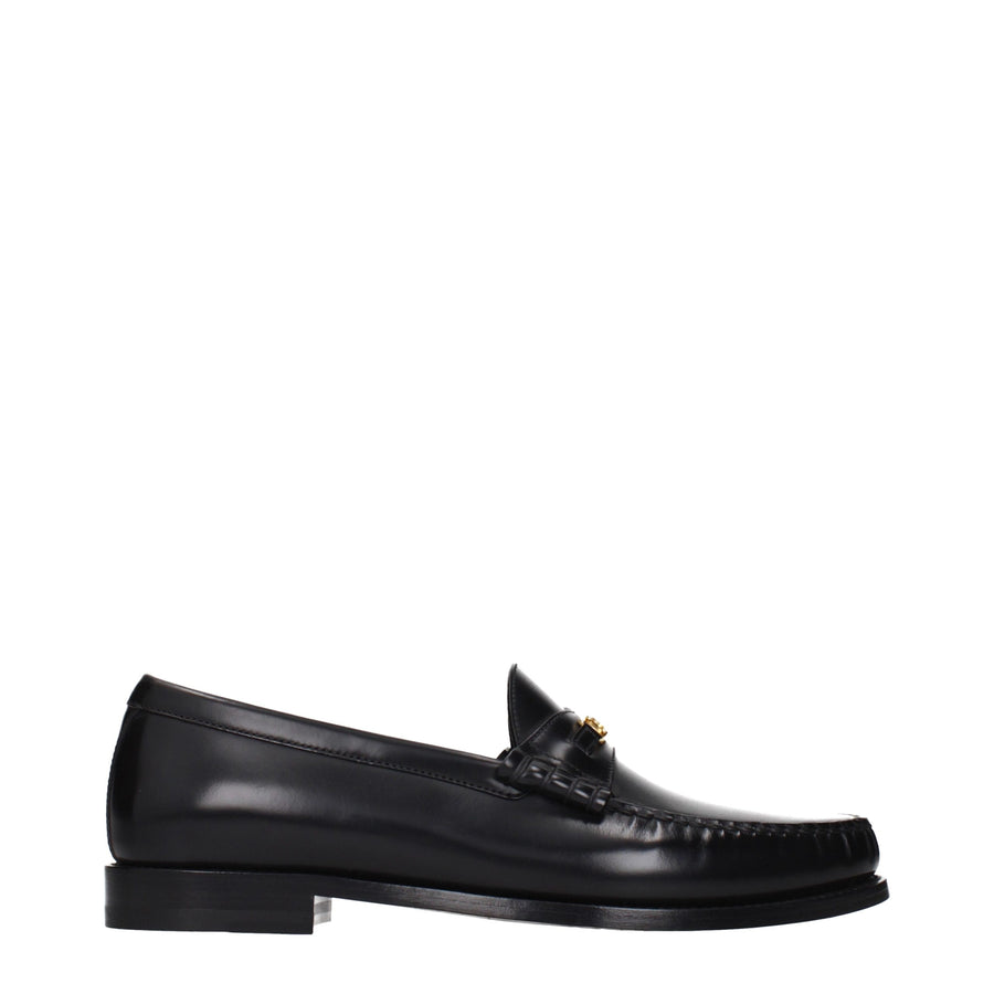 Black Leather Slip-On Loafers