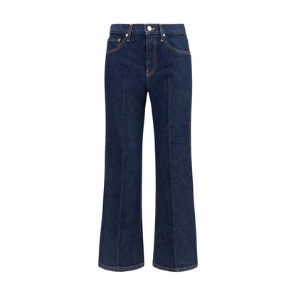 Blue Cotton Flared Jeans
