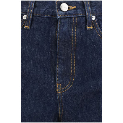Blue Cotton Flared Jeans