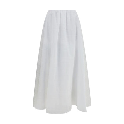 White Cotton Long Skirt
