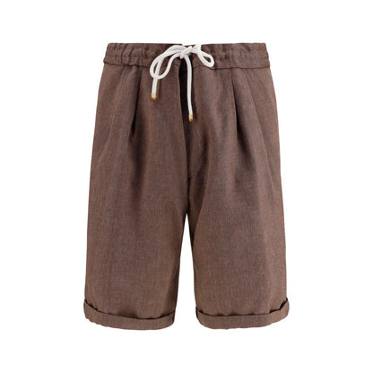 Brown Linen Bermuda Shorts