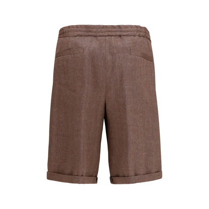 Brown Linen Bermuda Shorts