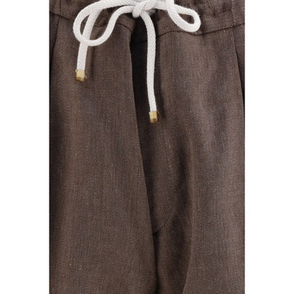 Brown Linen Bermuda Shorts