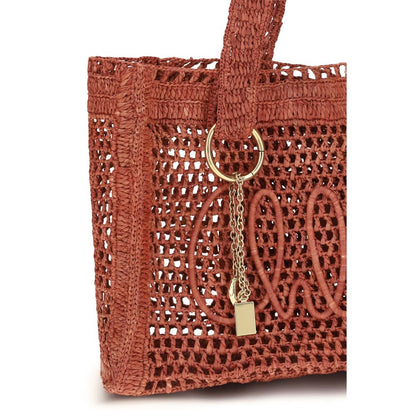 Brown Raffia Shoulder Bag