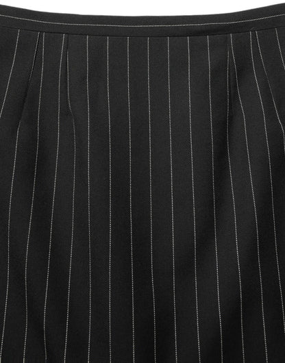 Black Pinstriped HighWaist Pencil Cut Skirt
