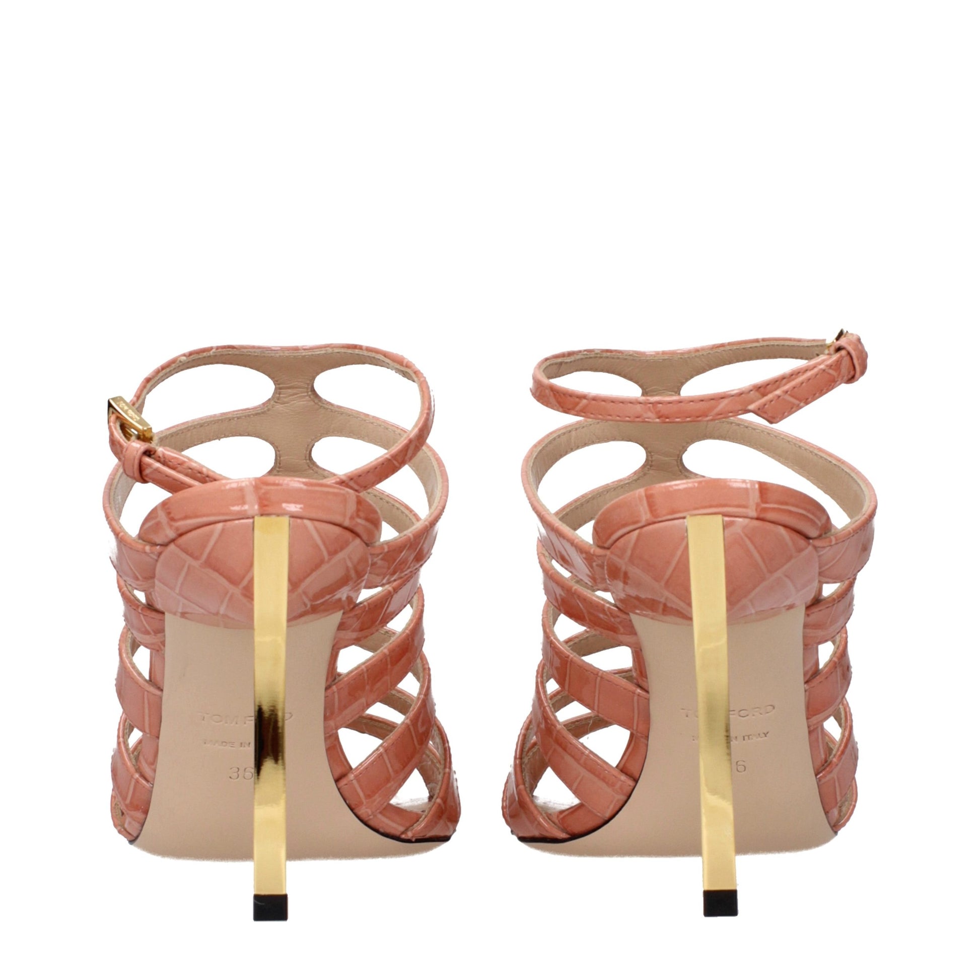 Pink Leather Stiletto Heel Sandals