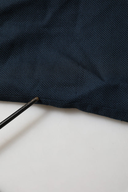 Blue Wool Logo Single Breasted Coat Jacket