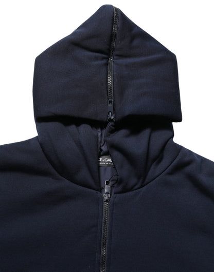 Black Cotton Full Zip Hooded Bomber Jacket