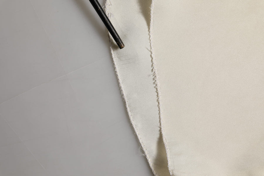 Off White Silk Straight Wide Leg Trouser Pants