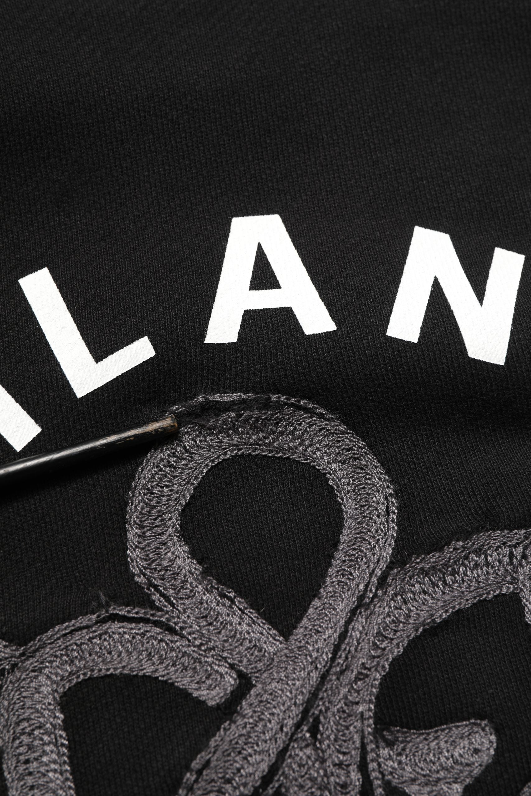 Black Cotton Milano1984 Print Hoodie Sweater