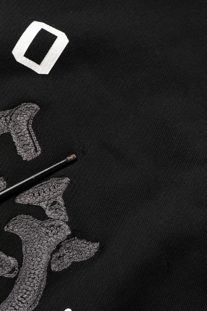 Black Cotton Milano1984 Print Hoodie Sweater