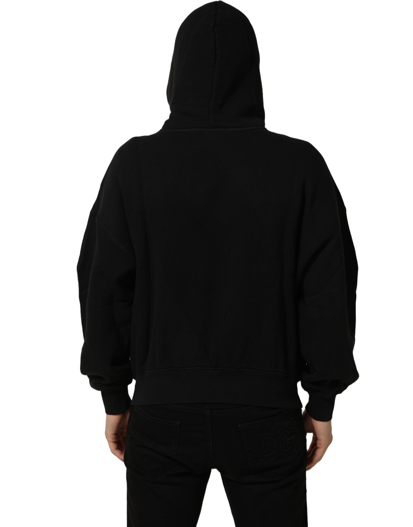 Black Cotton Milano1984 Print Hoodie Sweater