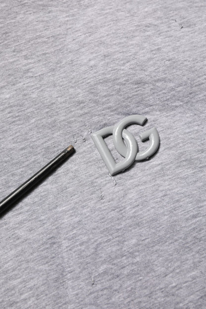 Gray Cotton Logo Hooded Sweatshirt Sweater