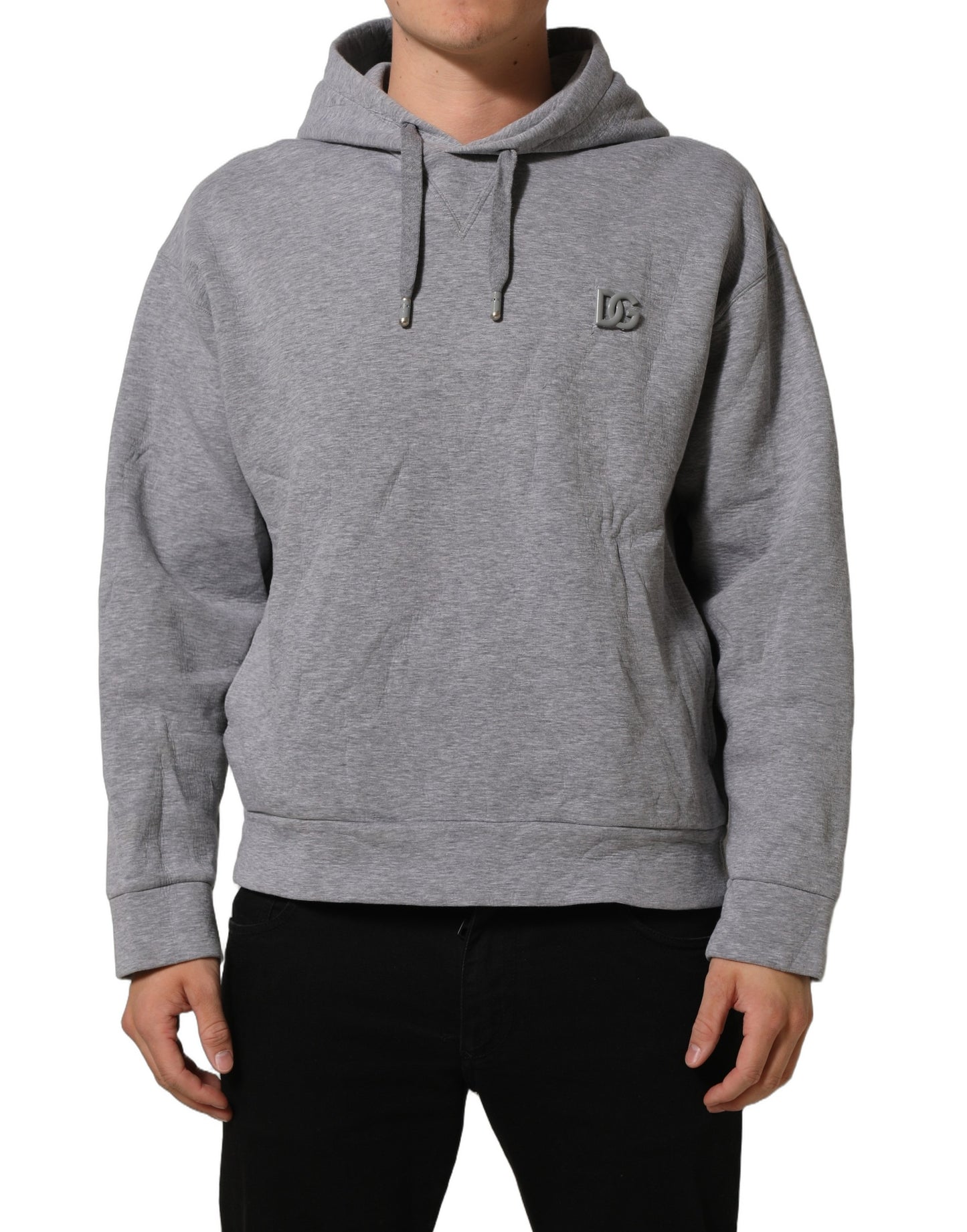 Gray Cotton Logo Hooded Sweatshirt Sweater