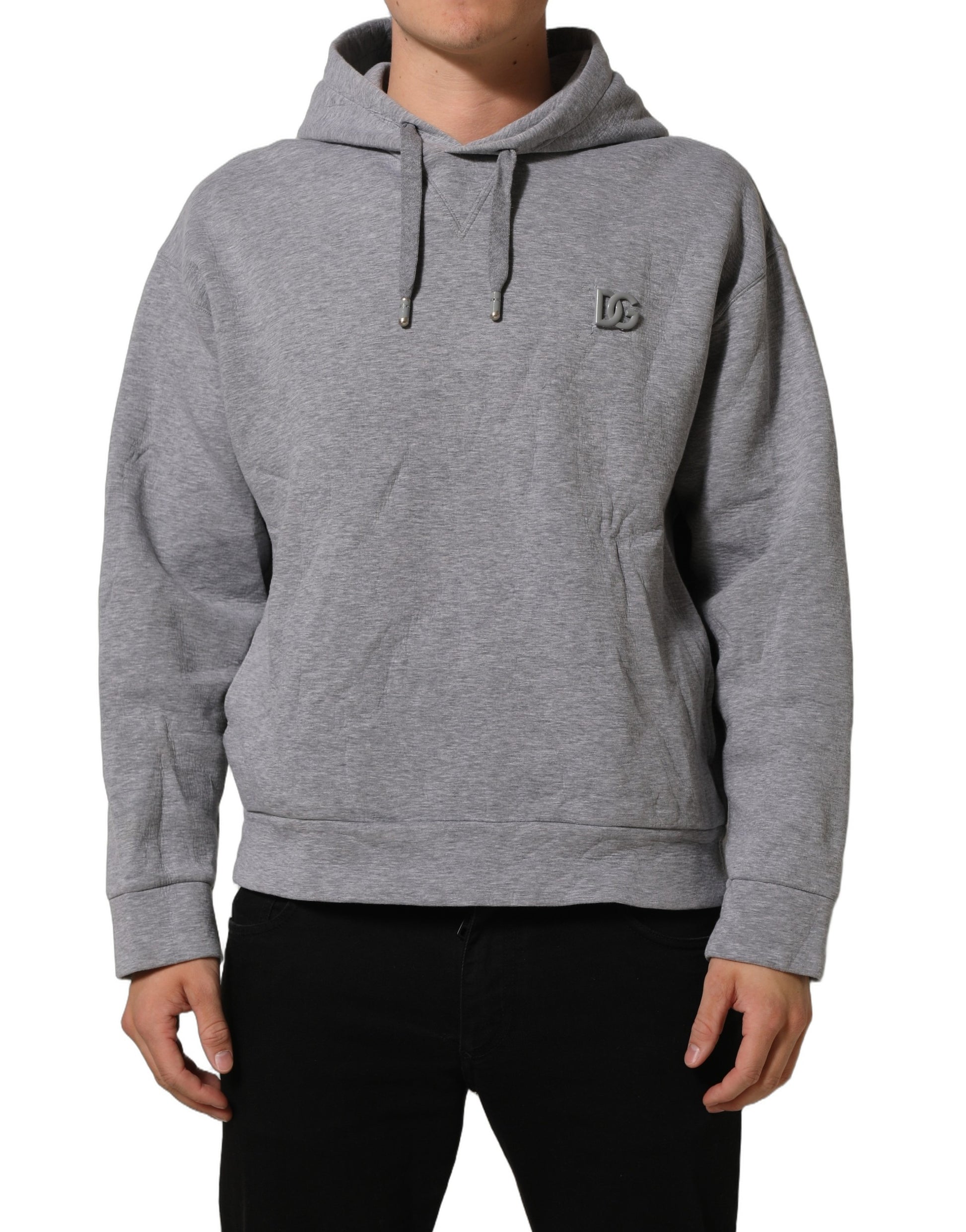 Gray Cotton Logo Hooded Sweatshirt Sweater