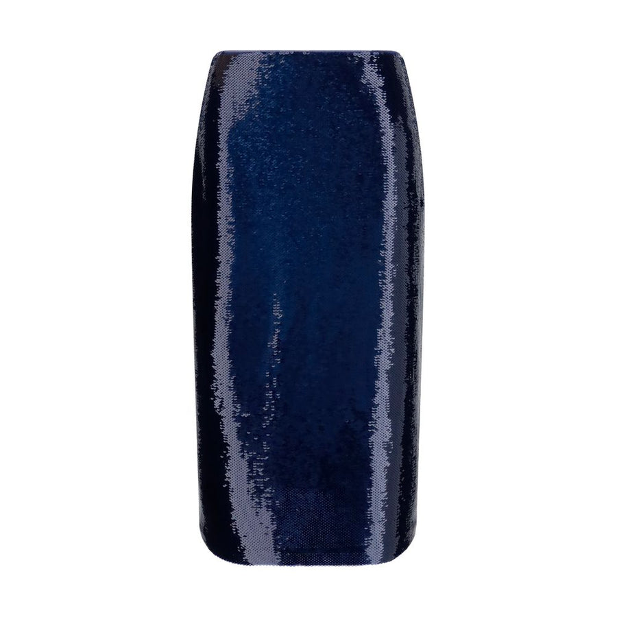 Blue Silk Midi Skirt