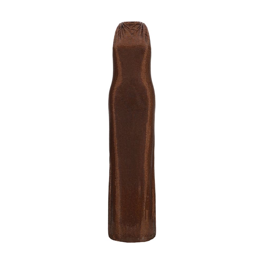 Brown Polyester Cocktail Dress