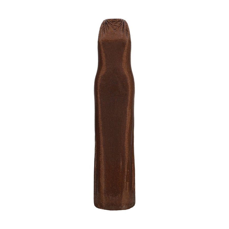 Brown Polyester Cocktail Dress