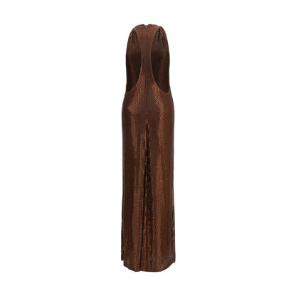 Brown Polyester Cocktail Dress