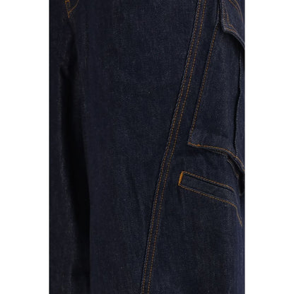 Blue Cotton Cargo Pants