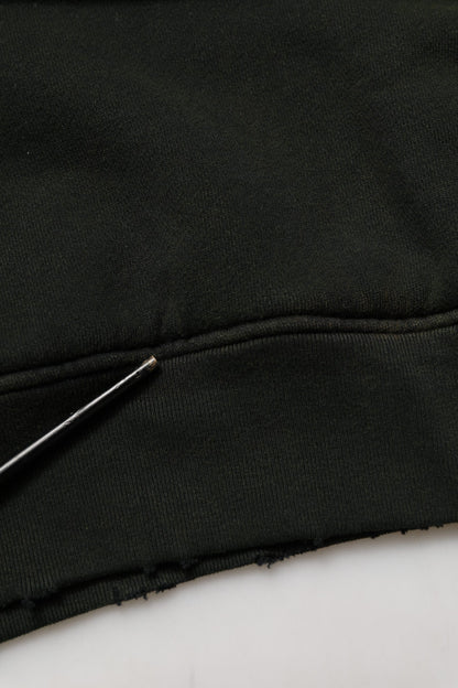 Black Cotton Crew Neck Men Sweatshirt Sweater