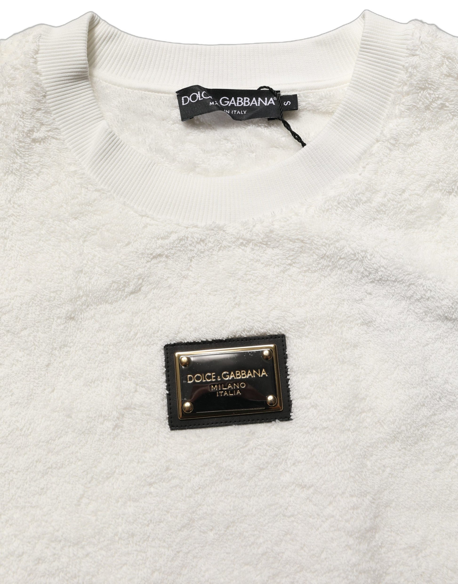 White LogoPlaque CrewNeck Sweatshirt Sweater