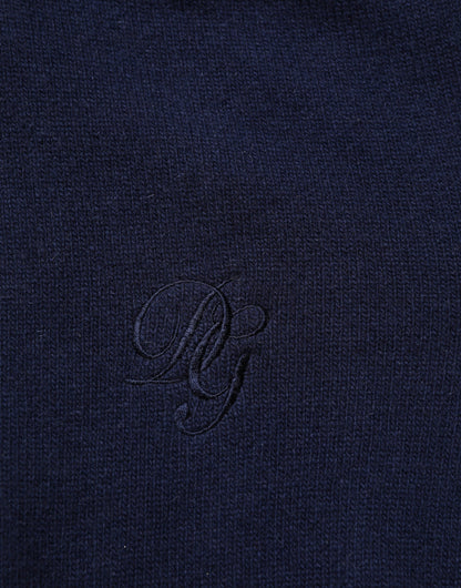 Blue Wool Knit Turtleneck Pullover Sweater