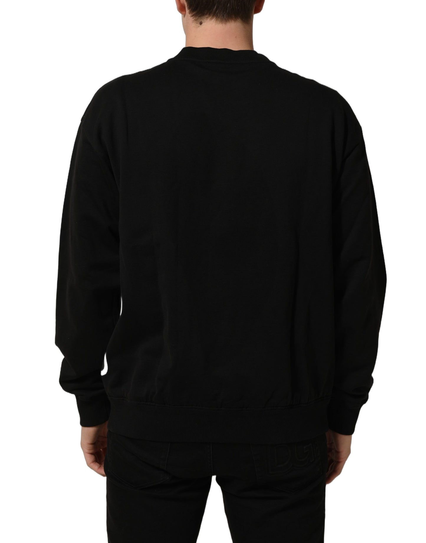 Black Cotton Logo Print Sweatshirt Sweater