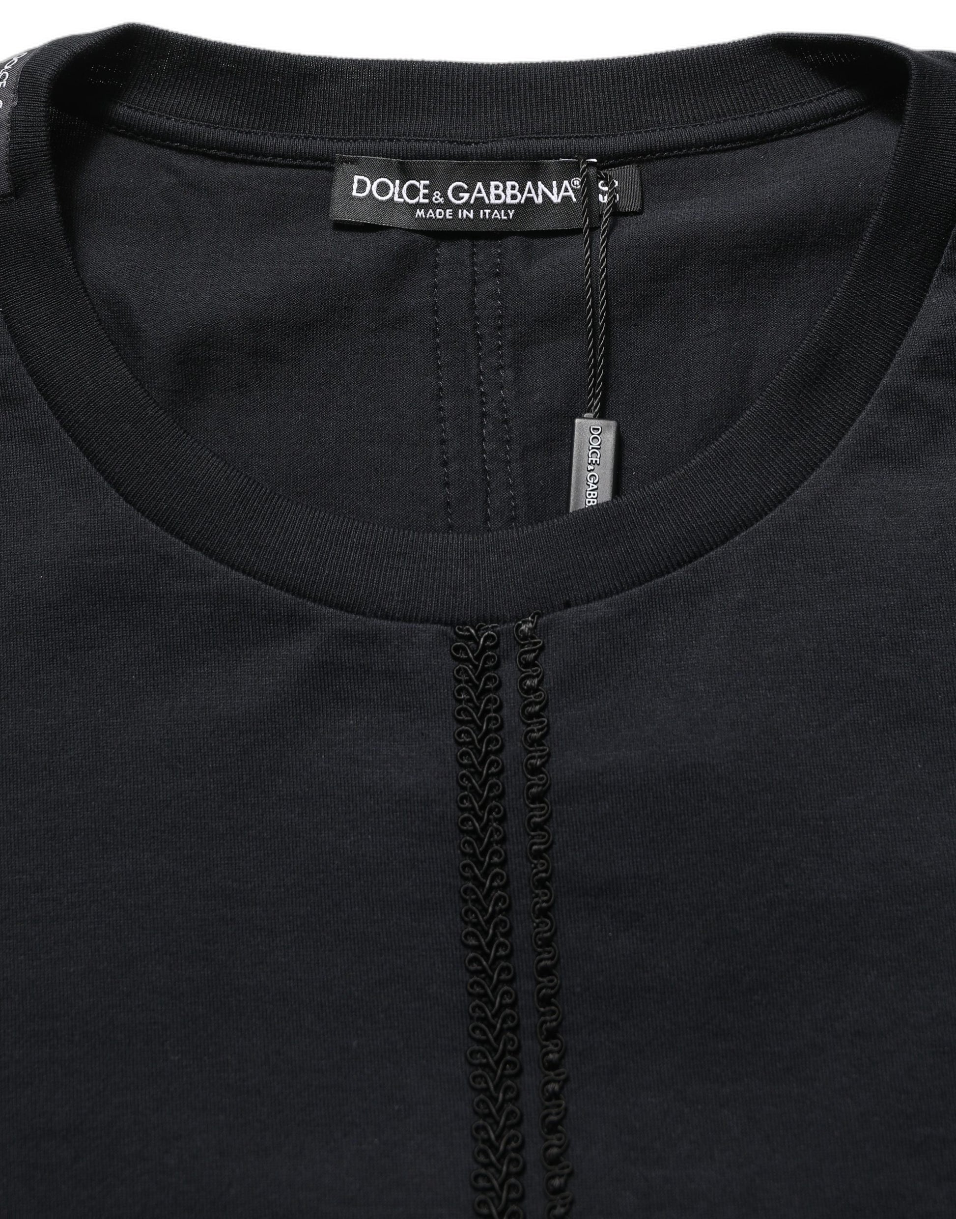 Dark Blue Cotton Round Neck Pullover Sweater
