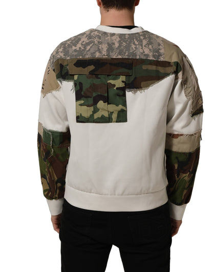 Multicolor Camo Patchwork Sweatshirt Sweater