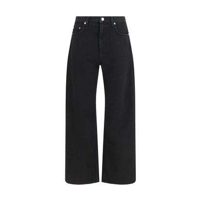 Black Cotton Straight-Leg Jeans